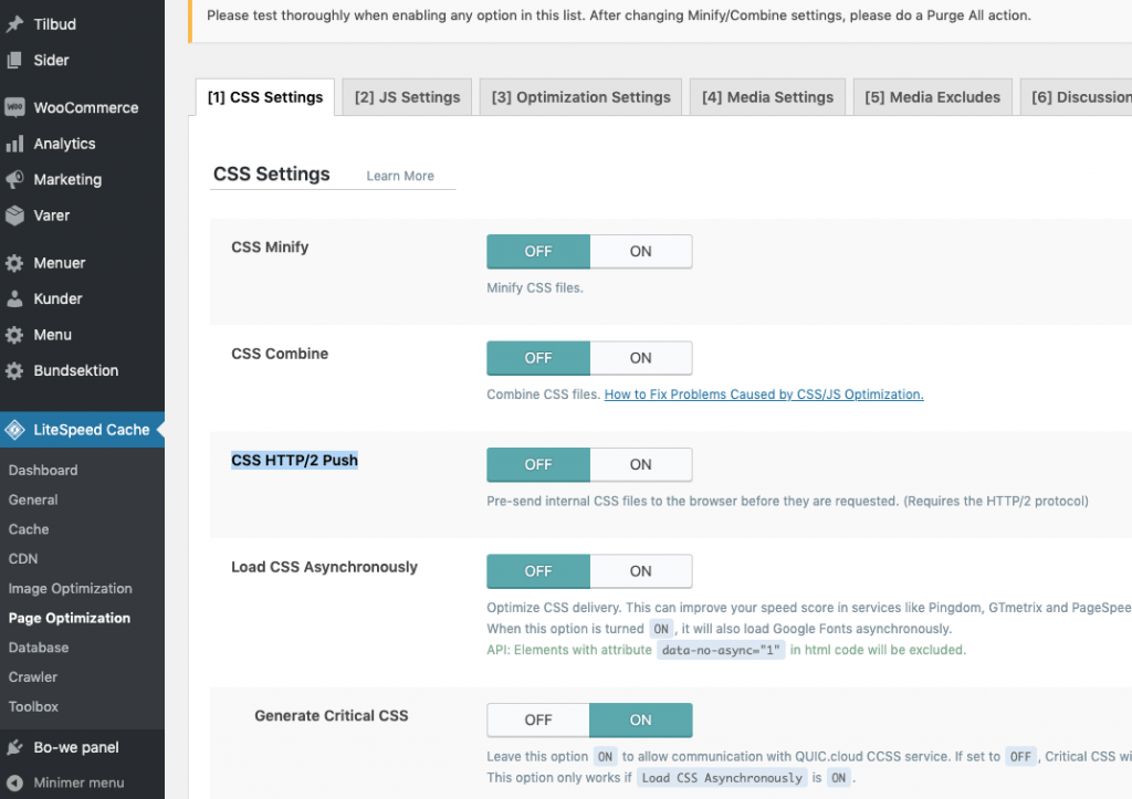 LiteSpeed-cache-css-settings