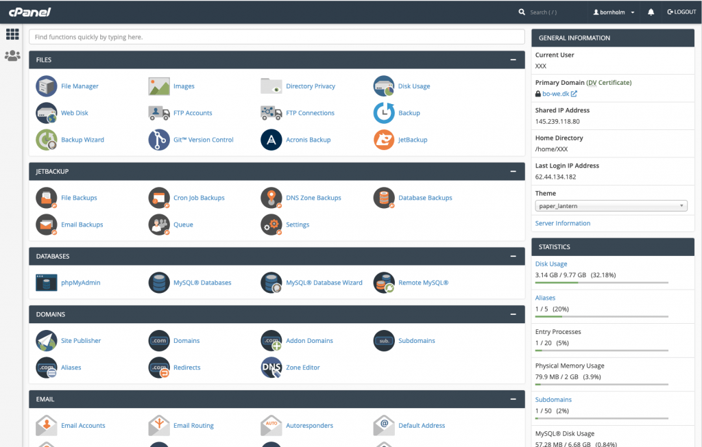 cPanel-dashboard
